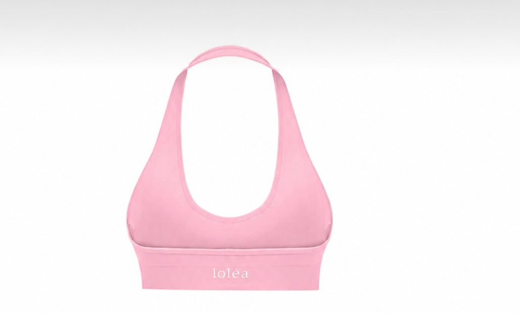 PEMBE DİKİŞSİZ HALTER YAKA SPOR BÜSTİYER