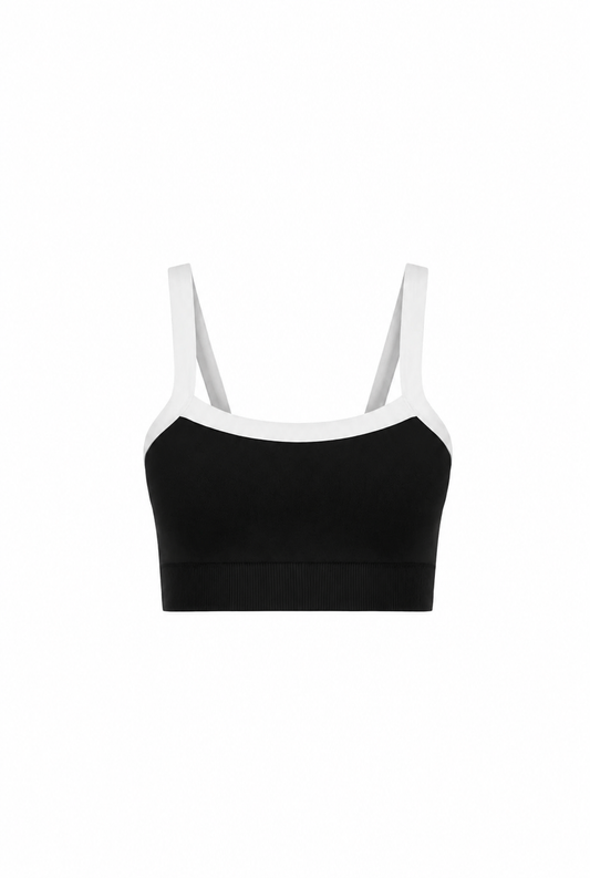 SİYAH  BİYE DETAYLI SEAMLESS SPOR BÜSTİYER