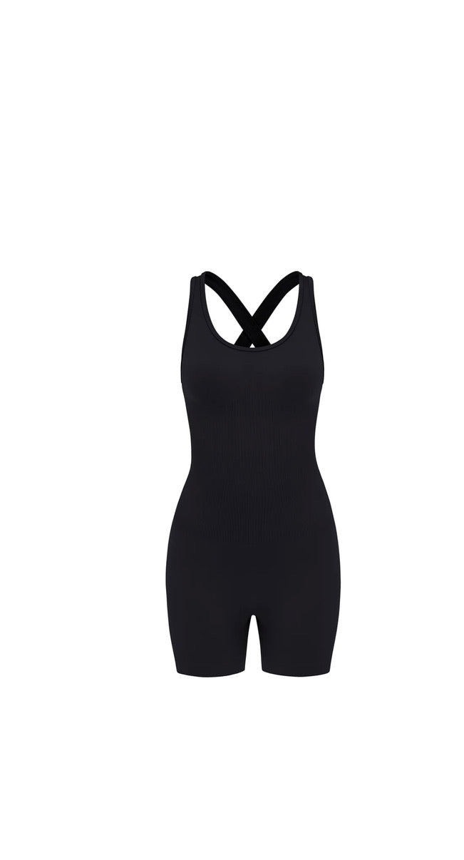SİYAH PUSH UP SEAMLESS ŞORT TULUM