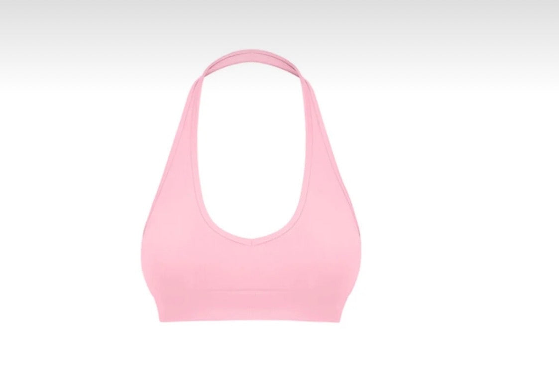 PEMBE DİKİŞSİZ HALTER YAKA SPOR BÜSTİYER